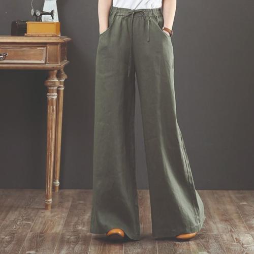 Keten Günlük Pantolon Beli Lastikli Bağcıklı