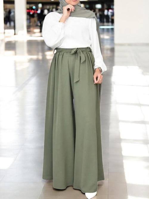 Yazlık Keten Kemerli Şalvar Pantolon