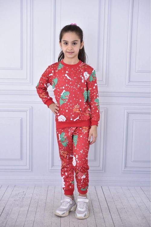 Yılbaşı Noel Komset Siyah Alt Üst Eşofman Takım Çocuk Giyim