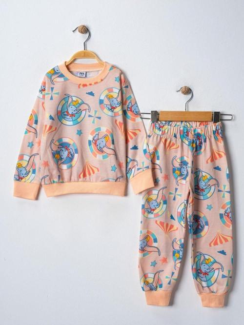 Uzun Kollu Dijital Sevimli Fil Baskılı Çocuk Alt Üst Eşofman Takımı