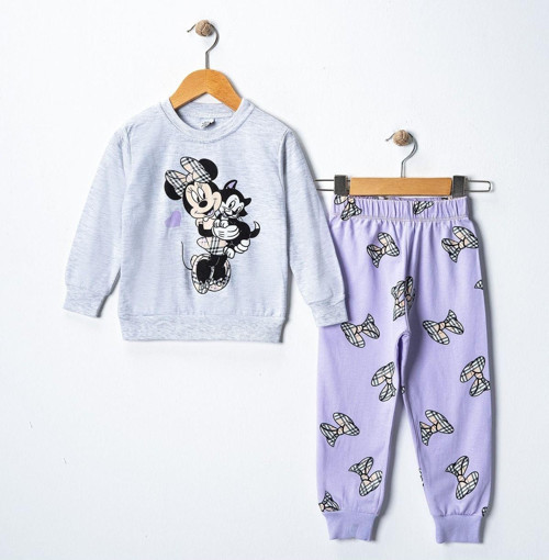 Mickey Kurdela Baskılı Kız Çocuk Swetshirt Eşofman Takımı