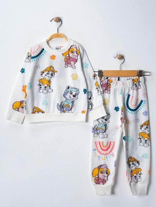 Uzun Kollu Daisy Duck Baskılı  Alt Üst Eşofman Takımı