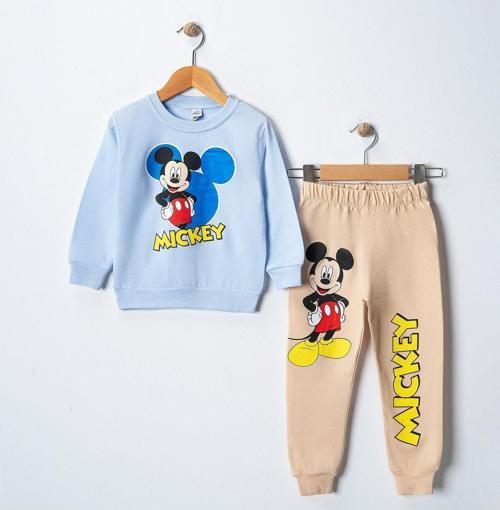 Pamuklu Mickey Baskılı Sweatshirt Eşofman Takımı
