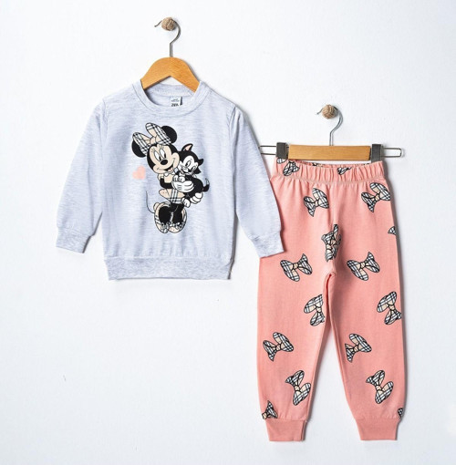 Mickey Kurdela Baskılı Kız Çocuk Swetshirt Eşofman Takımı