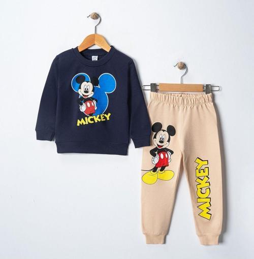 Pamuklu Mickey Baskılı Sweatshirt Eşofman Takımı