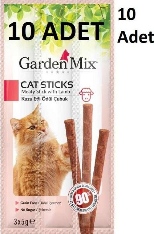 10 Adet Gardenmix Kuzu Etli Kedi Stick Ödül 3*5g Skt: 01/2026