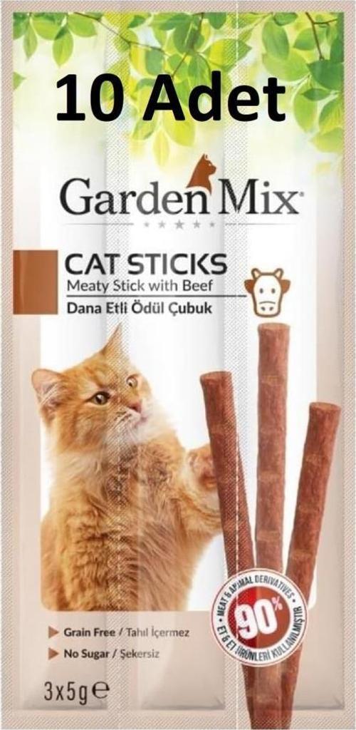 10 Adet Gardenmix Dana Etli Kedi Stick Ödül 3*5g Skt: 01/2026