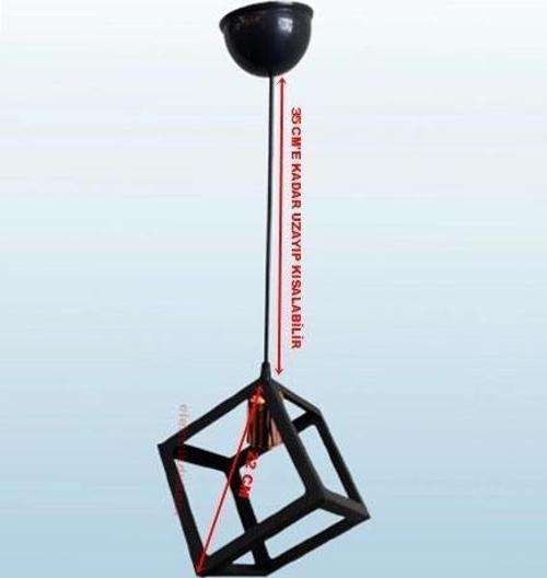Küp Çember Tekli Avize E-27 Siyah