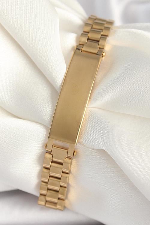 Gold Renk Zincir Künye Model Erkek Bileklik - EBJ250412W32631