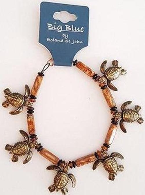BIG BLUE Takı Bileklik Boncuk Pirinç KAPLUMBAĞA Kahverengi