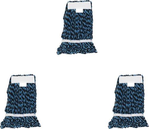 Dar Yedek Islak Mop Püskül Paspas Başlığı - Pamuklu - 17 Cm. - Mavi - 3 Adet