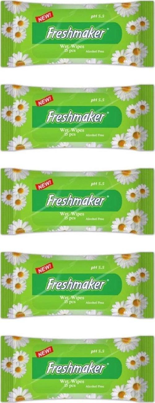 Islak Cep Mendil - Alkolsüz ve pH Dengelenmiş - Çiçeksi Kokular - 15 Adetlik 5 Paket