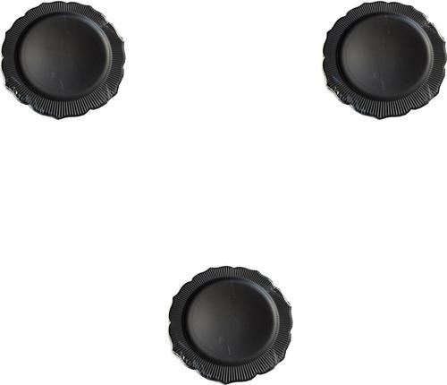 Davet Doğum Günü Parti Sert Plastik Yuvarlak Mika Tabak - 18 Cm. - Siyah - 6'lı 3 Paket