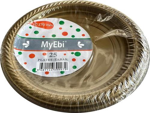 Kullan At Altın Renkli Parti Davet Plastik Tabak - 22 Cm. - 25 Adetlik Paket