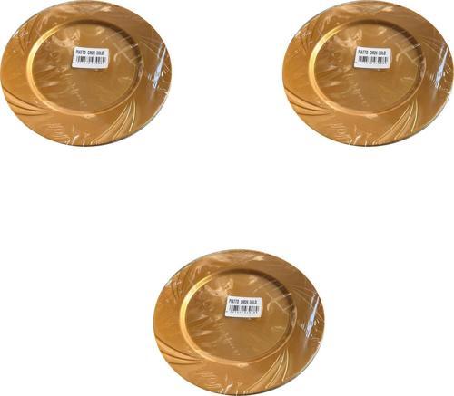 Kullan At Parti Davet Sunum Servis Plastik Sert Mika Tabak - 26 Cm. - Altın - 6 Adetlik 3 Paket