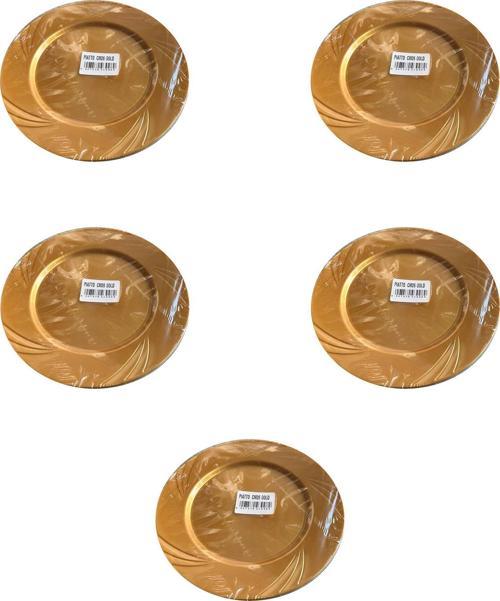 Kullan At Parti Davet Sunum Servis Plastik Sert Mika Tabak - 26 Cm. - Altın - 6 Adetlik 5 Paket