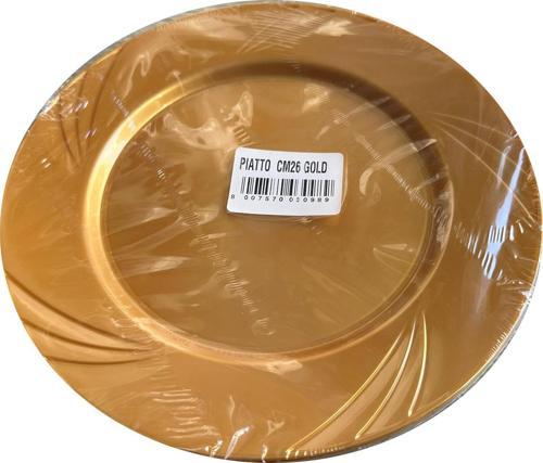 Kullan At Parti Davet Sunum Servis Plastik Sert Mika Tabak - 26 Cm. - Altın - 6 Adetlik Paket