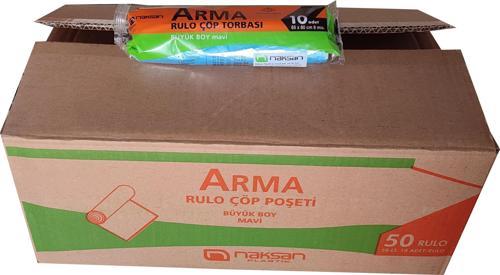 Standart Büyük Boy 50 Litre Çöp Torbası Poşeti / 65 x 80 Cm - Mavi - 10 Adetlik 50 Rulo / Koli