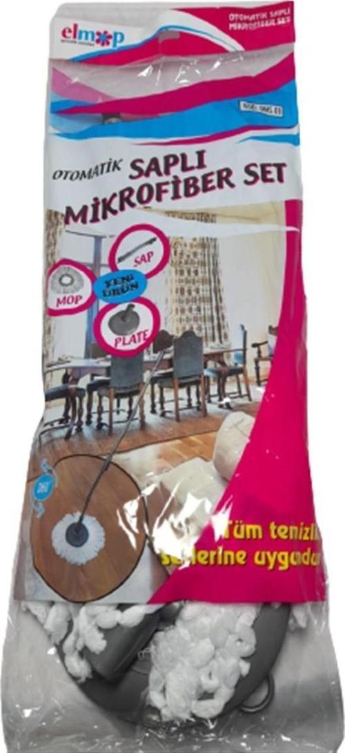 Döner Başlıklı Yedek Mop Seti - Mikrofiber Mop + Teleskobik Sap