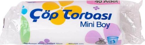 Beyaz Mini Küçük Boy 40x50 Cm. 30 Litre Çöp Torbası Poşeti - 40 Adetlik 1 Rulo