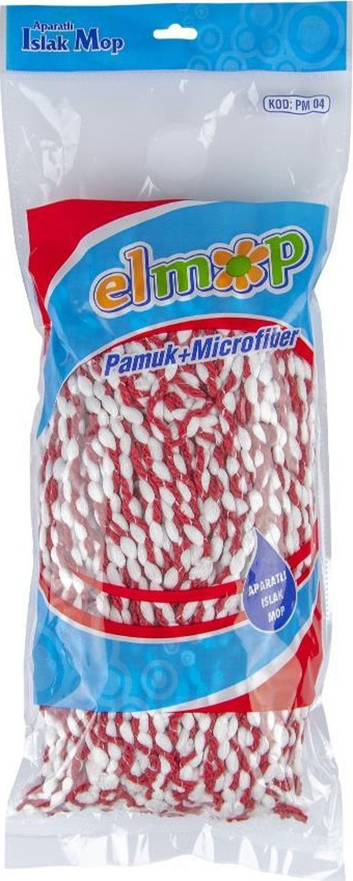 PM01 Yedek Islak Vidalı Mop Paspas Püskül Ucu - Pamuklu Mikrofiber İpli Mop Yedeği Başlığı