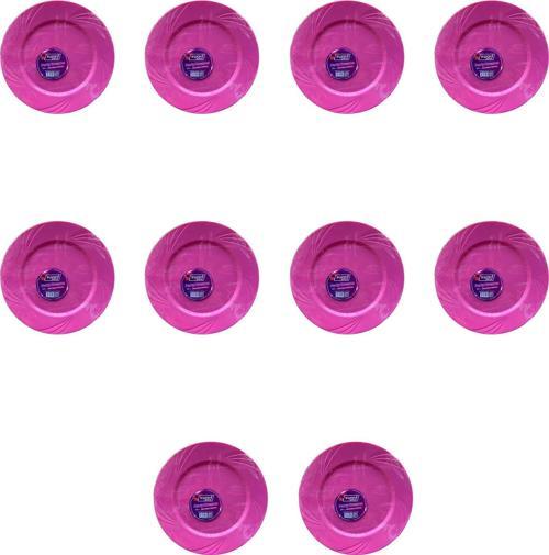 Kullan At Parti Davet Sunum Servis Plastik Sert Mika Tabak - 26 Cm. - Pembe - 6 Adetlik 10 Paket