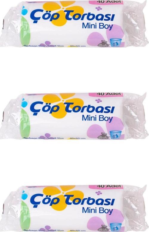 Beyaz Mini Küçük Boy 40x50 Cm. 30 Litre Çöp Torbası Poşeti - 40 Adetlik 3 Rulo