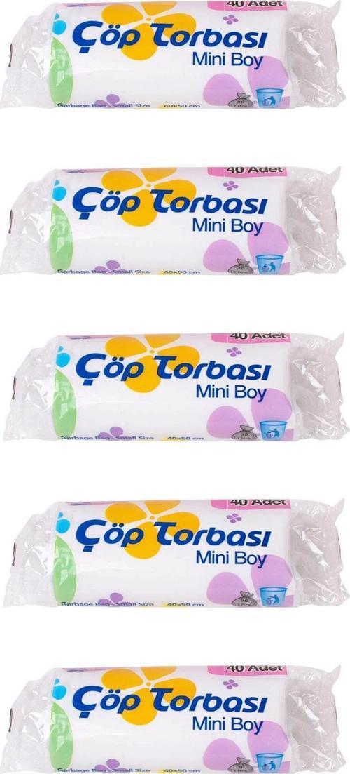 Beyaz Mini Küçük Boy 40x50 Cm. 30 Litre Çöp Torbası Poşeti - 40 Adetlik 5 Rulo