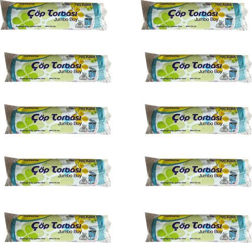 Jumbo Boy - Mavi -  210 Gr. - 80x110 Cm. - 80 Litre Çöp Torbası Poşeti - 10 Adetlik 10 Rulo