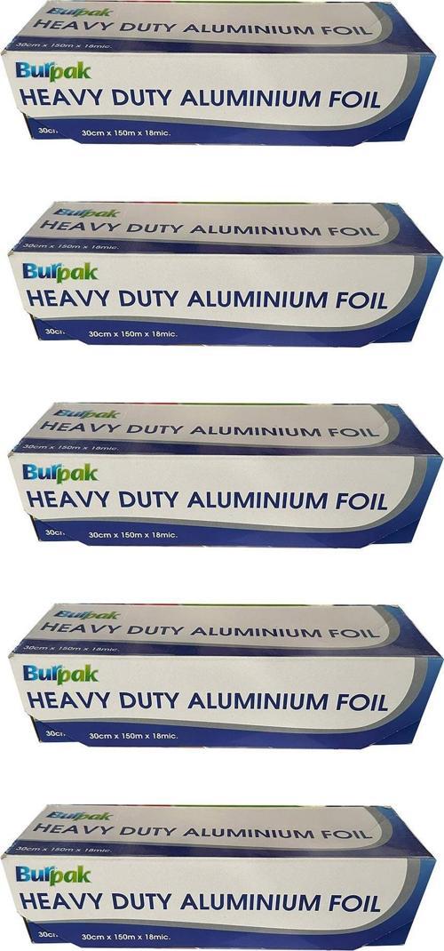 Heavy Duty Ağır Hizmet Tipi Alüminyum Folyo - 30 Cm. x 150 Metre - 18 Mikron - 5 Paket