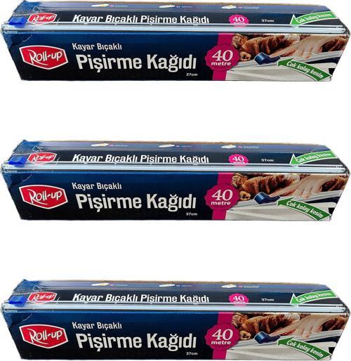 Kayar Bıçaklı Beyaz Yağlı Fırın Tepsi Pişirme Kızartma Kağıdı - 37 Cm. x 40 Metre - 3 Adet