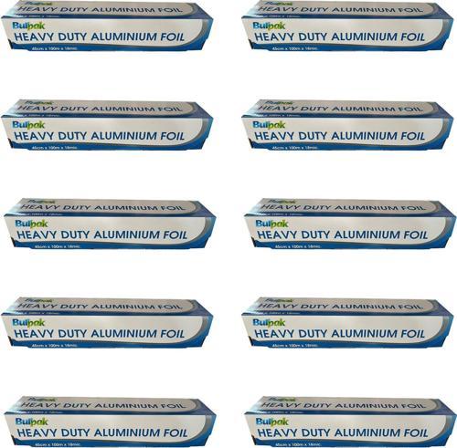 Heavy Duty Ağır Hizmet Tipi Alüminyum Folyo - 45 Cm. x 100 Metre - 18 Mikron - 10 Paket