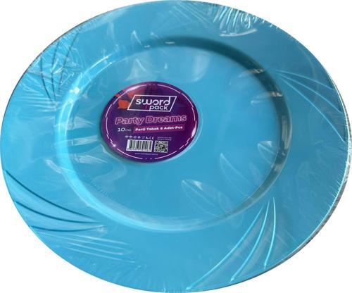 Kullan At Parti Davet Sunum Servis Plastik Sert Mika Tabak - 26 Cm. - Turkuaz - 6 Adetlik Paket