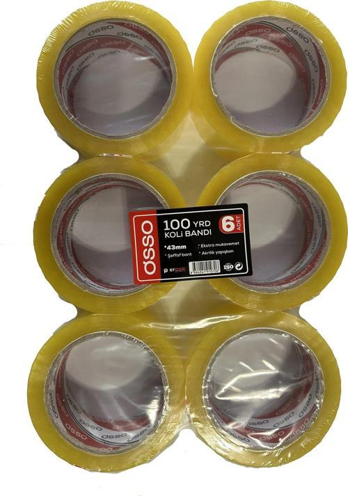 Şeffaf Bant Ambalaj Koli Bandı - 100 YRD / 91.44 Metre - 43 mm - 6 Adetlik Paket