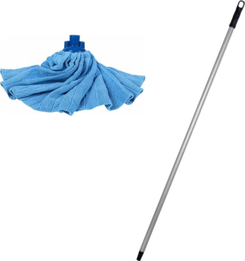 Mikrofiber Islak Yedek Mop Takımı - Mikrofiber Mop + Metal Vidalı Sap - 1 Adet