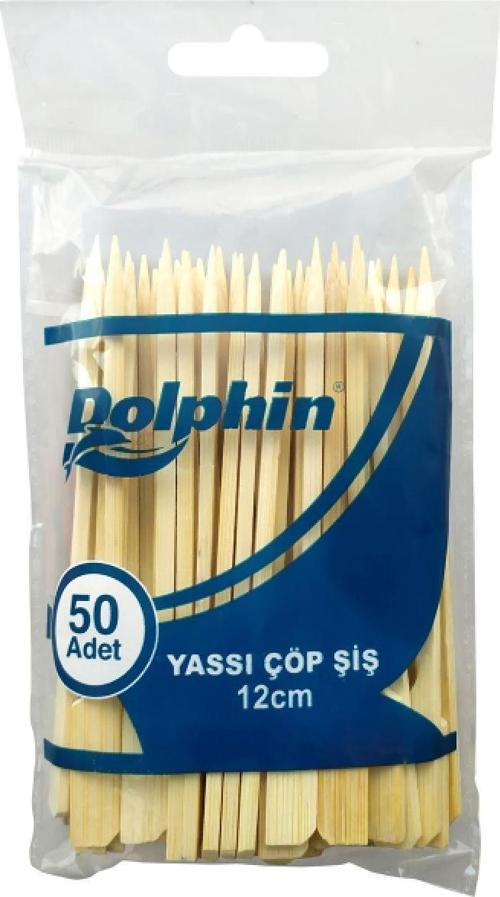 Ahşap Yassı Tutamaklı Saplı Çöp Şiş - Boy : 12 Cm. - 50 Adetlik 1 Paket