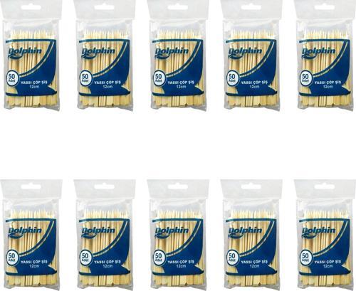 Ahşap Yassı Tutamaklı Saplı Çöp Şiş - Boy : 12 Cm. - 50 Adetlik 10 Paket