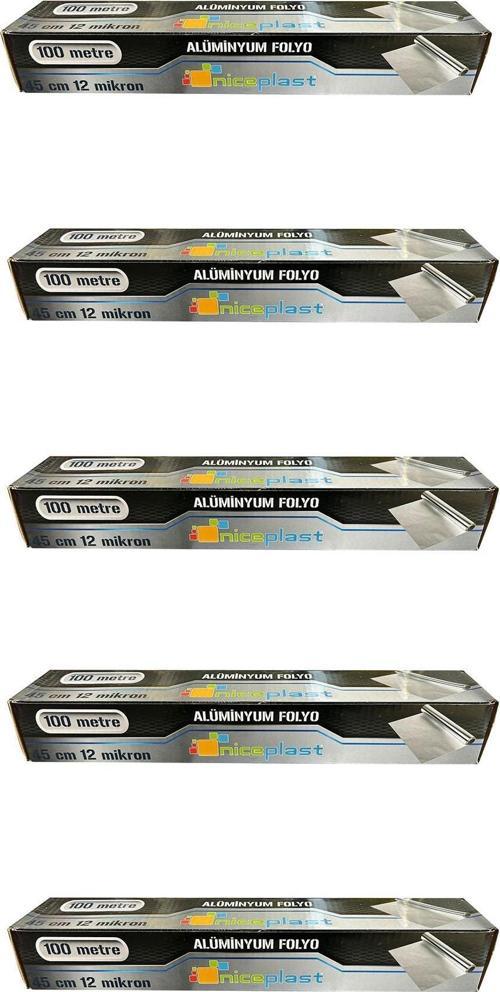 Alüminyum Folyo - 45 Cm. x 100 Metre - 12 Mikron - 5 Paket