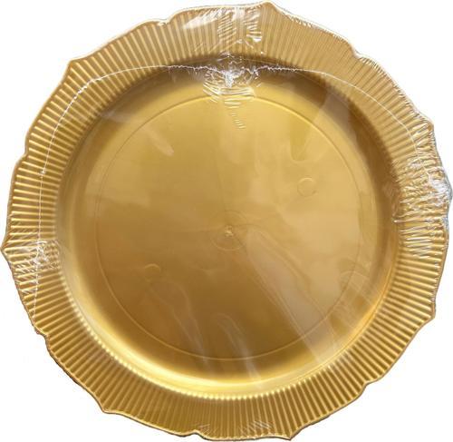 Davet Parti Sunum Doğum Günü Altın Renkli Sert Plastik Mika Tabak - 22 Cm. - 6 Adetlik Paket