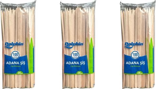Bambu Ahşap Adana Çöp Şiş - 24 Cm. - 100'lü 3 Paket