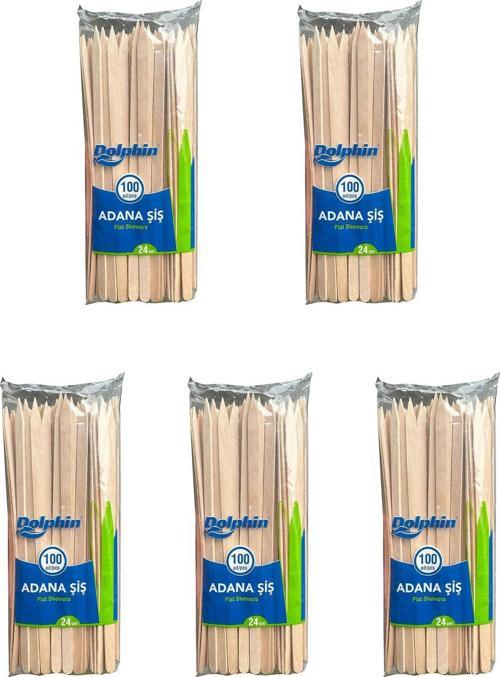 Bambu Ahşap Adana Çöp Şiş - 24 Cm. - 100'lü 5 Paket