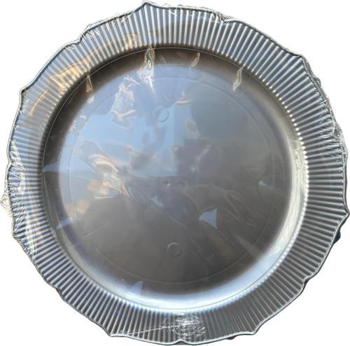 Davet Parti Sunum Doğum Günü Gümüş Renkli Sert Plastik Mika Tabak - 22 Cm. - 6 Adetlik Paket