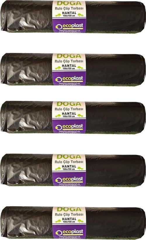 240 Litre Siyah Hantal Konteyner Çöp Torbası - 100 x 150 Cm. - 600 Gr. - 10 Adetlik 5 Rulo