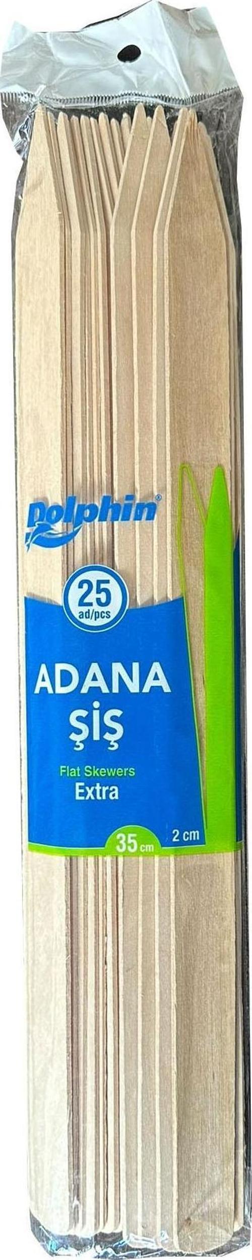 Bambu Ahşap Adana Çöp Şiş - Boy : 35 Cm. / En : 2 Cm. - 25 Adetlik 1 Paket