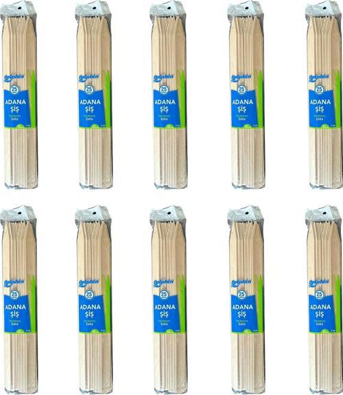 Bambu Ahşap Adana Çöp Şiş - Boy : 35 Cm. / En : 2 Cm. - 25 Adetlik 10 Paket