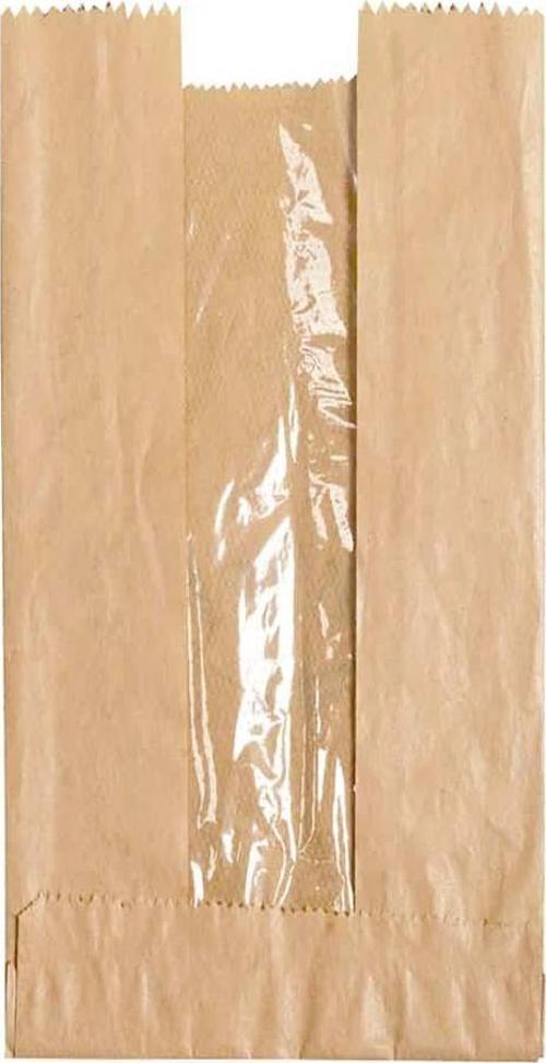 Pencereli Kraft Baget Ekmek Fırın Kese Kağıdı - Küçük boy - 12 x 28 Cm. - 0.5 Kg. - Paket