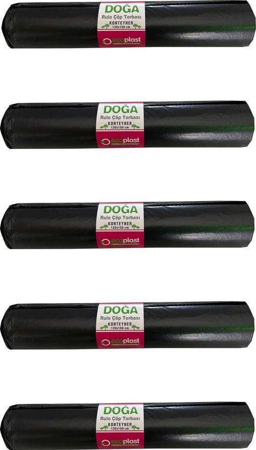 240 Litre Siyah Hantal Konteyner Çöp Torbası - 120 x 150 Cm. - 700 Gr. - 10 Adetlik 5 Rulo