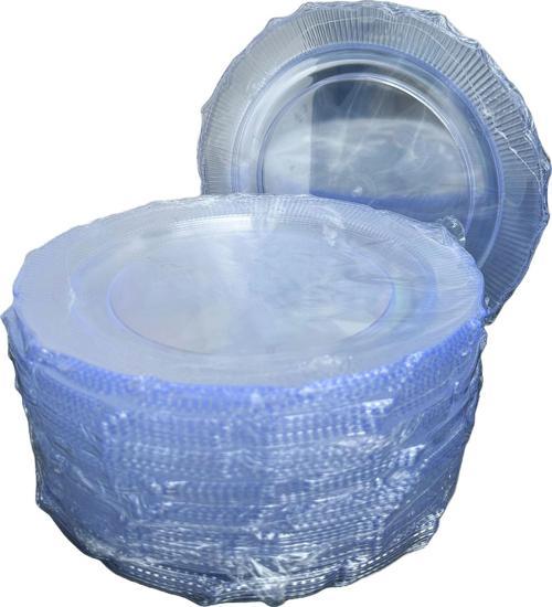 Davet Parti Sunum Doğum Günü Şeffaf Sert Plastik Mika Tabak - 22 Cm. -6 Adetlik 10 Paket