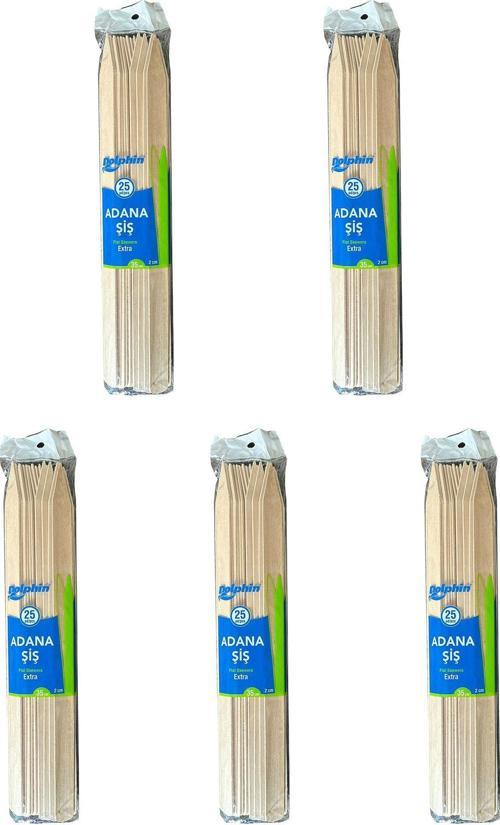 Bambu Ahşap Adana Çöp Şiş - Boy : 35 Cm. / En : 2 Cm. - 25 Adetlik 5 Paket