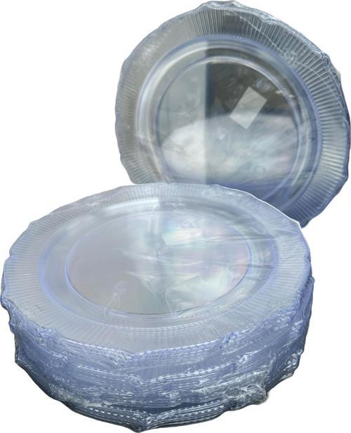 Davet Parti Sunum Doğum Günü Şeffaf Sert Plastik Mika Tabak - 22 Cm. -6 Adetlik 5 Paket
